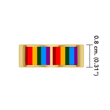 Rainbow Color Inlay Solid Gold Ring GSM015 - Jewelry